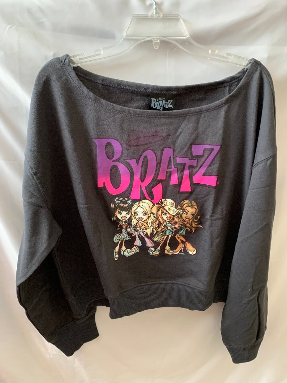 BRATZ Off the Shoulder Sweatshirt in Carbon Sz LARGE